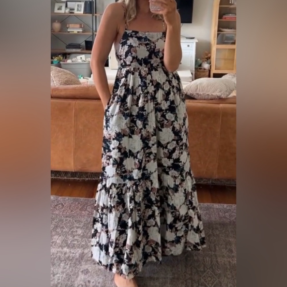 Abercrombie and Fitch Floral Low Back Baby Doll Maxi Dress